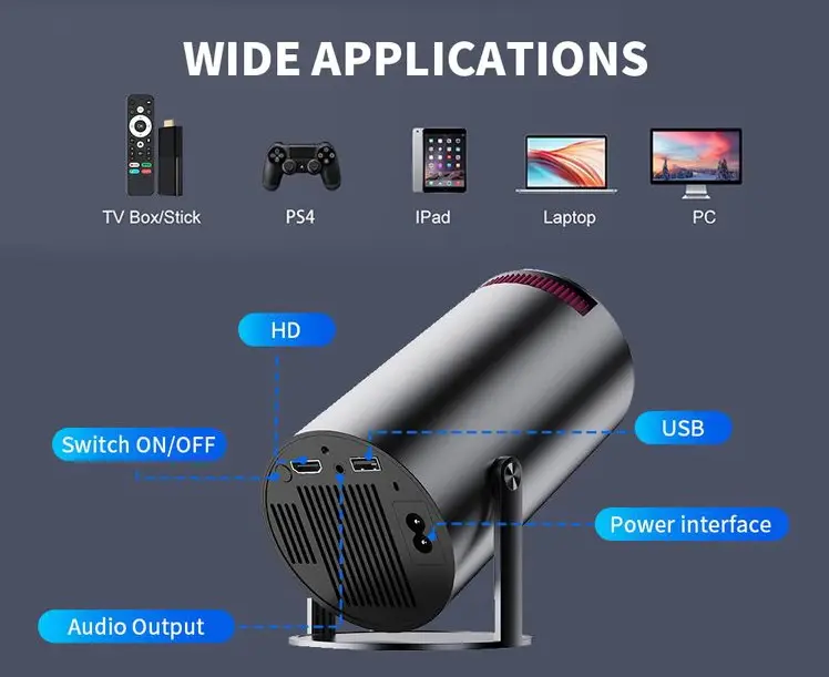 Mini Projector 4K Home Cinema HDMI