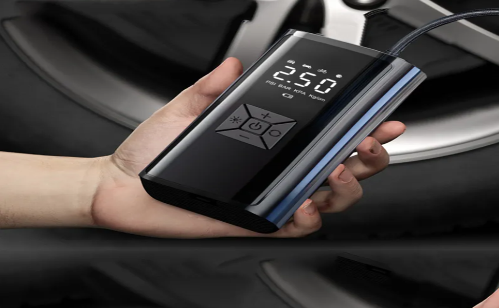 Phantom Portable Electric Tyre Inflator, 150 PSI, 4500mAh Battery, Digital Display, Type-C, LED Light, 4 Inflation Modes