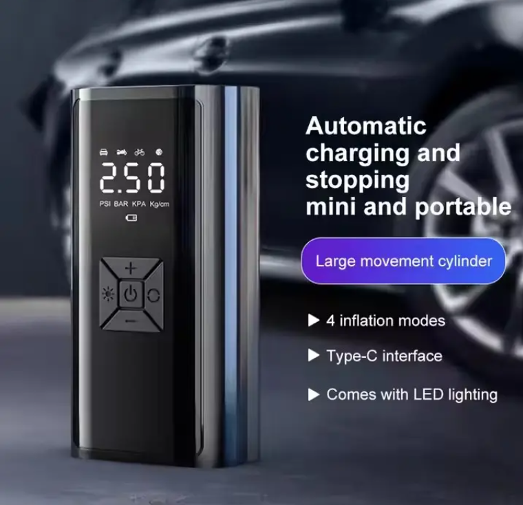 Phantom Portable Electric Tyre Inflator, 150 PSI, 4500mAh Battery, Digital Display, Type-C, LED Light, 4 Inflation Modes
