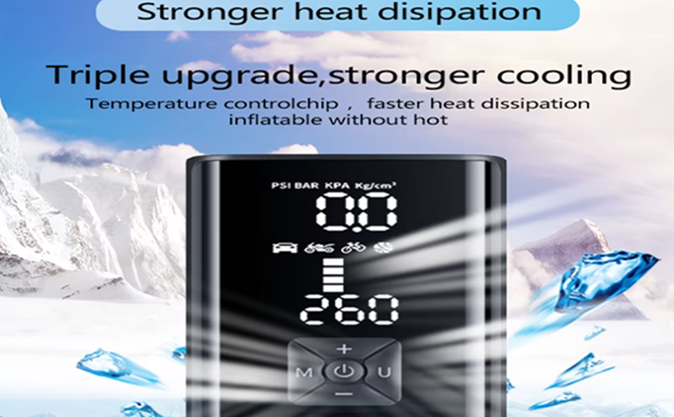 Phantom Portable Electric Tyre Inflator, 150 PSI, 4500mAh Battery, Digital Display, Type-C, LED Light, 4 Inflation Modes