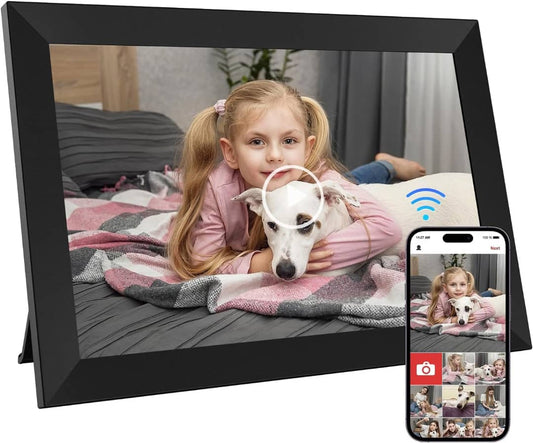 Phantom 10.1 Inch WiFi Digital Photo Frame Built in 32GB Memory, 1280x800 IPS LCD Touchscreen, Auto-Rotate and Audio, Quick and Easy Share Photos or Videos via the Frameo App