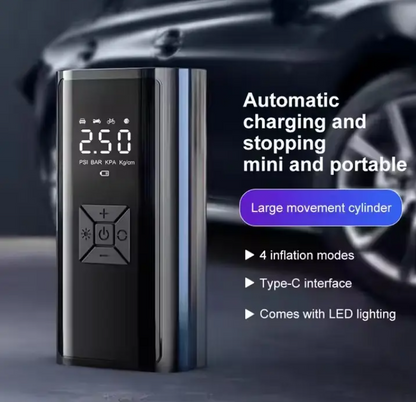 Phantom Portable Electric Tyre Inflator, 150 PSI, 4500mAh Battery, Digital Display, Type-C, LED Light, 4 Inflation Modes
