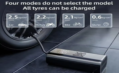 Phantom Portable Electric Tyre Inflator, 150 PSI, 4500mAh Battery, Digital Display, Type-C, LED Light, 4 Inflation Modes